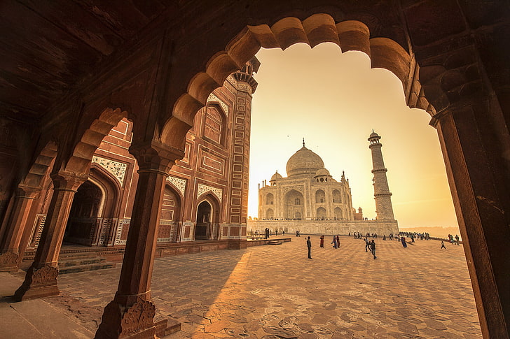 Edificio de cúpula gris, India, Taj Mahal, mezquita, el mausoleo, Agra, Fondo de pantalla HD