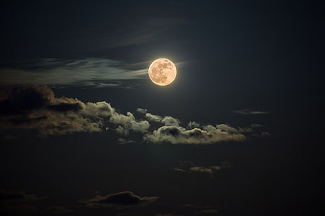 pleine lune, lune, nuages, Fond d'écran HD HD wallpaper