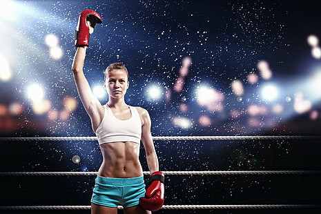 ボクシング、スポーツ、ボクシング、女の子、アリーナ、戦いのような女の子、 HDデスクトップの壁紙 HD wallpaper