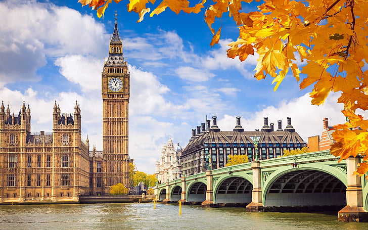 秋、イギリス、イギリス、素晴らしい、ロンドン、宮殿、ウェストミンスター、 HDデスクトップの壁紙