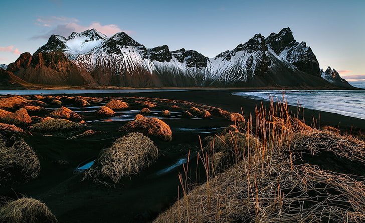 черный и коричневый деревянный стол, исландия, пейзаж, природа, HD обои