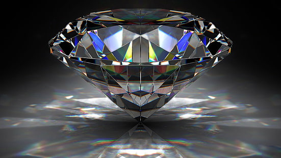 diamond, reflection, 3D, HD wallpaper HD wallpaper