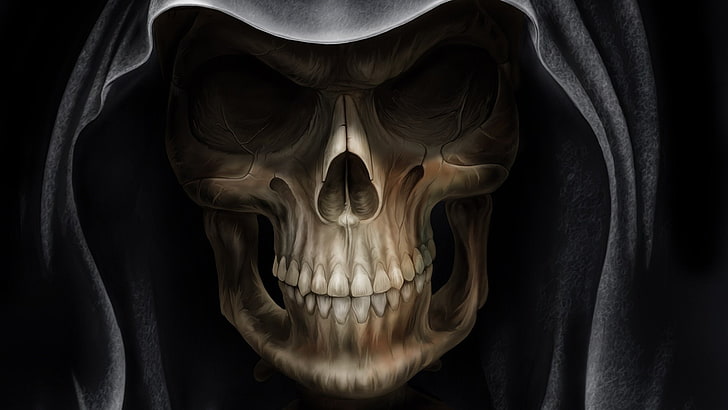 Dark, death, fear, Hood, skull, HD wallpaper
