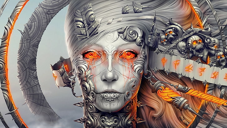 fantasy art, digital art, face, androids, Planescape: Torment, fan art, robot, science fiction, women, fantasy girl, HD wallpaper