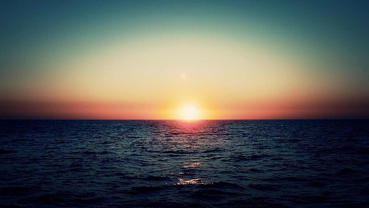 ท้องฟ้าสีฟ้าทะเลพระอาทิตย์ตกขอบฟ้าฟิลเตอร์ท้องฟ้าแสงแดด, วอลล์เปเปอร์ HD