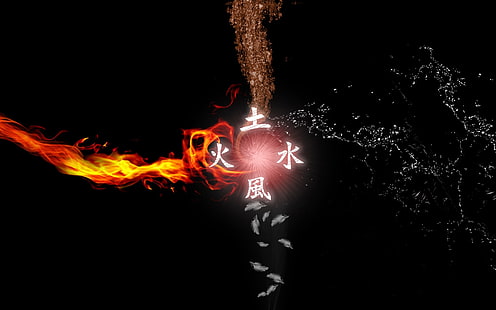 вода огън земя вятър елементи аватар последният airbender цифрово изкуство черен фон аватар the l Space Planets HD Art, вода, огън, HD тапет HD wallpaper