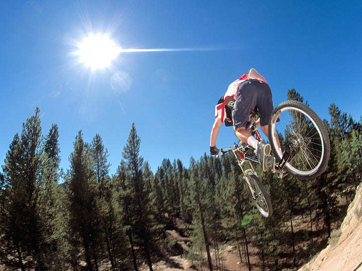 mountainbike, sport bergab, HD-Hintergrundbild