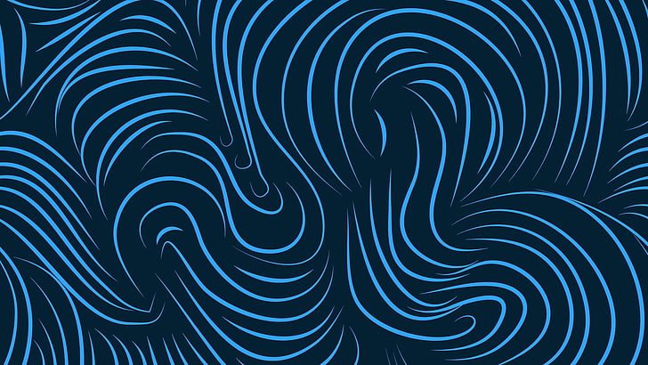 линии, синие, абстрактные, волнистые линии, HD обои