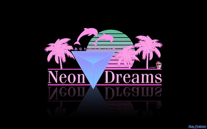 neon, anni '80, illustrazione, trama, minimalismo, testo, vaporwave, Photoshop, Sfondo HD