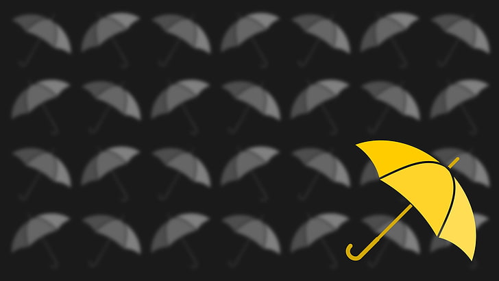 графичен тапет жълт чадър, Как срещнах майка ти, чадър, Жълт чадър, Тед Мосби, Барни Стинсън, HD тапет