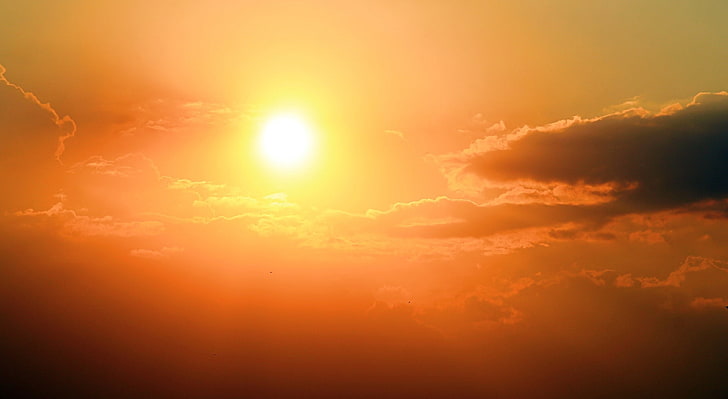 Atardecer, goldene Stunde, Natur, Sonne und Himmel, Orange, Nachmittag, Wolken, Sonnenlicht, später Nachmittag, HD-Hintergrundbild