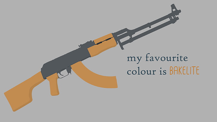ilustrasi senapan serbu kuning dan hitam, RPK, pistol, kalashnikov, Wallpaper HD