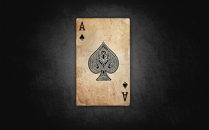 ace of spade playing card, aces, cards, digital art, black background, simple background, HD wallpaper