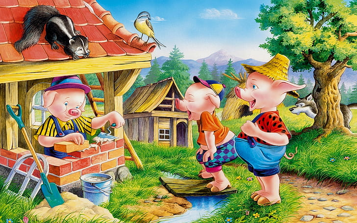 Three Small Pigs A Piglet Vali Builds His New Home Wallpaper Hd 1920×1200, HD wallpaper