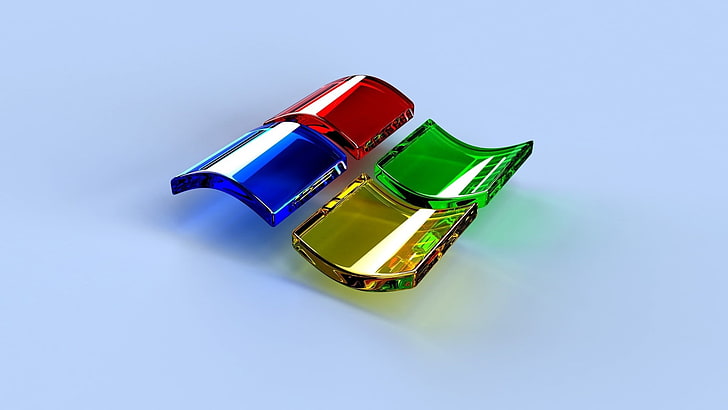 Логотип Microsoft, компьютер, стекло, цвет, логотип, эмблема, windows, блик, объем, операционная система, HD обои