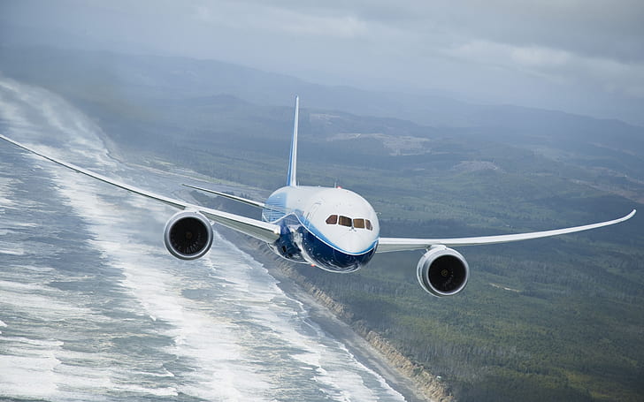 Boeing 787 dreamliner flying, 보잉, 드림 라이너, 날기, HD 배경 화면