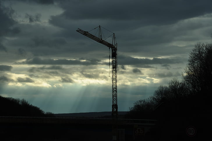 Landschaft, Kräne (Maschine), Himmel, HD-Hintergrundbild