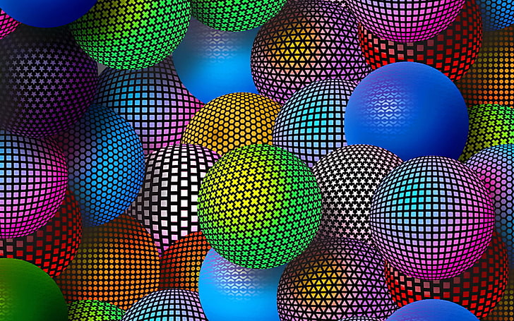 3-d, abstracto, bolas, colores, neón, Fondo de pantalla HD | Wallpaperbetter