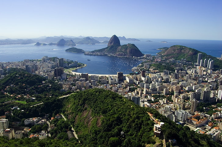 Etendue d'eau, Brésil, Rio de Janeiro, vue d'en haut, Fond d'écran HD