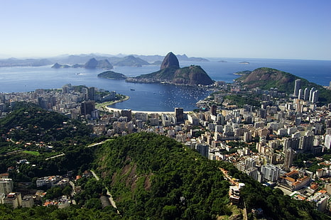 Etendue d'eau, Brésil, Rio de Janeiro, vue d'en haut, Fond d'écran HD HD wallpaper