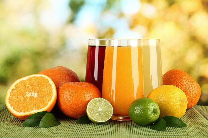 orange fruit and lime, lemon, oranges, juice, lime, drink, orange, HD wallpaper