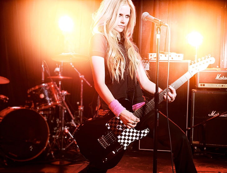 Avril Lavigne, китара, блондинка, Avril Lavigne, HD тапет