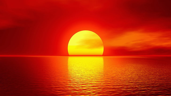 Sunset, nature, Sun, sunset, sea, HD wallpaper | Wallpaperbetter