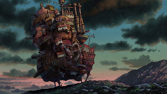 Studio Ghibli, anime, Hauru no Ugoku Shiro, Howl's Moving Castle, HD wallpaper HD wallpaper