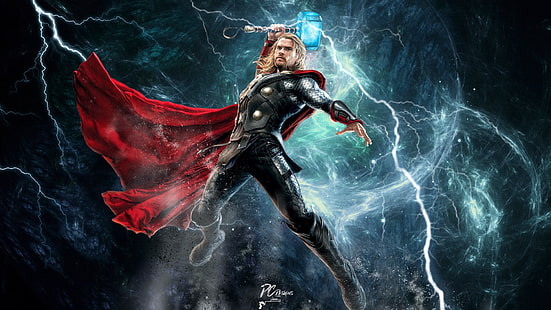Gott, Hammer, Kunst, Thor, Marvel-Comics, Rächer: Age of Ultron, Die Rächer: Age of Ultron, Thor Odinson, HD-Hintergrundbild HD wallpaper