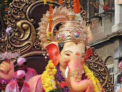 Ganesh Chaturthi Celebration, Lord Ganesha Figur, Feste / Feiertage, Ganesh Chaturthi, Festival, Ganesha, Statue, HD-Hintergrundbild HD wallpaper