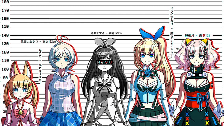 personagens de anime, Kizuna Ai, Mirai Akari, Shiro, Kaguya Luna, Mikoko, Youtuber virtual, Nazista, Waffen-SS, saia, aberração cromática, prisão, amor, inteligência artificial, HD papel de parede