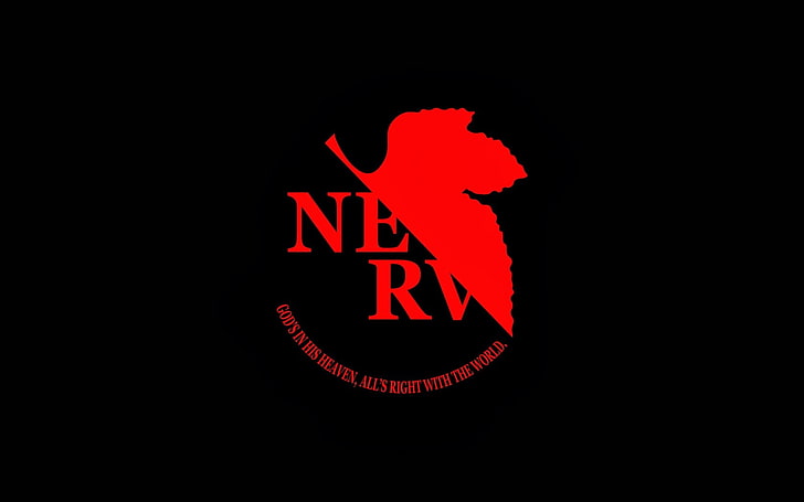 โลโก้ Nerv สีแดงและสีดำอะนิเมะ Neon Genesis Evangelion ความเรียบง่าย, วอลล์เปเปอร์ HD