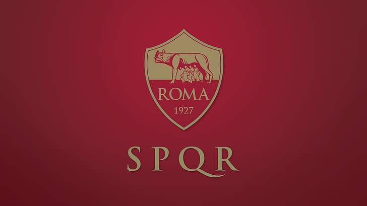AS Roma, ASR, logo, logo, Roma, merah, emas, SPQR, serigala, Nike, Wallpaper HD