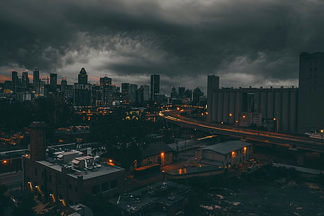 città, buio, Montreal, Sfondo HD HD wallpaper