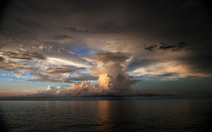 naturaleza, mar, tormenta, nubes, skyscape, Fondo de pantalla HD