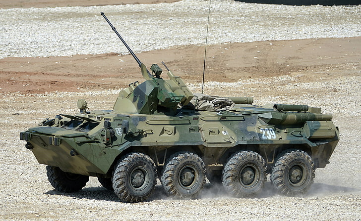 зелен и кафяв камуфлажен армейски танк, машина, бой, БТР, пехота, BTR-80 \ 82, HD тапет