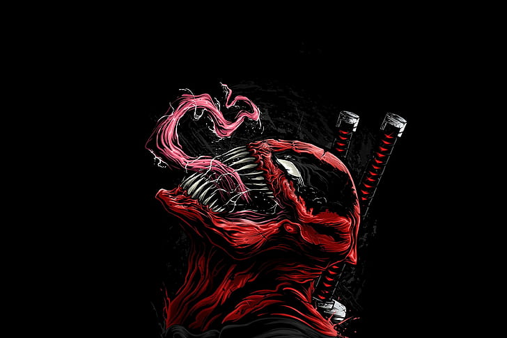 Deadpool ، Venom ، رسم توضيحي ، عمل فني ، كاريكاتير، خلفية HD