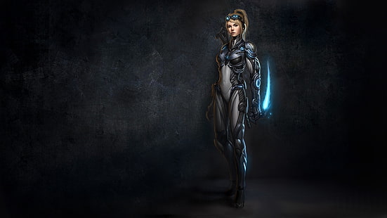 donna con carta da parati armatura grigia, StarCraft, Terran, fantascienza, Nova, videogiochi, Sfondo HD HD wallpaper