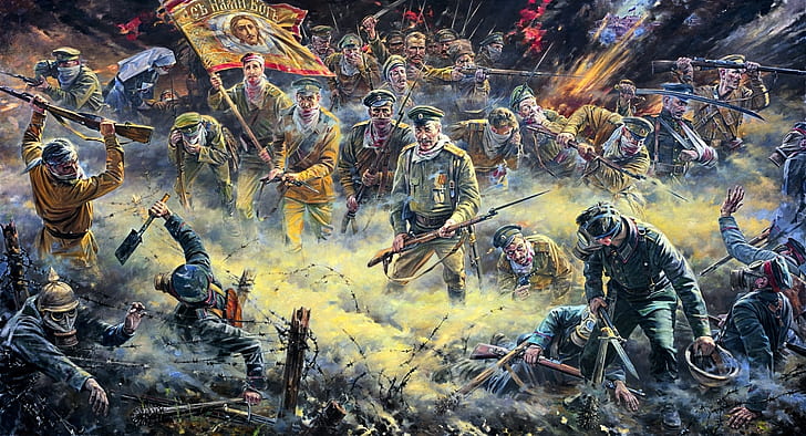 Gasmask, taggtråd, WWI, Attack of the Dead, ryska kejsararmén, den tyska kejsararmén, första världskriget, HD tapet
