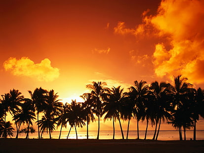 Aitutaki Isl at Sunset, 쿡 제도, 섬, aitutaki, 일몰, 쿡, 섬, HD 배경 화면 HD wallpaper