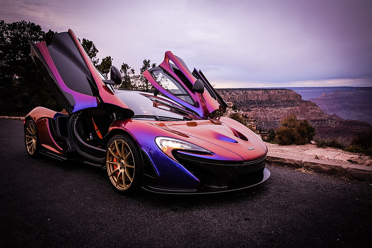 purple and pink sports car, McLaren, McLaren MP1, car, vehicle, HD wallpaper