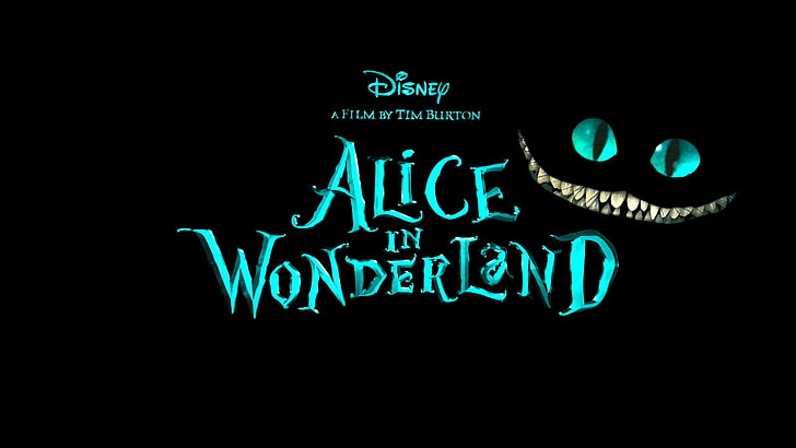 filmer, Alice in Wonderland, Cheshire Cat, svart bakgrund, HD tapet