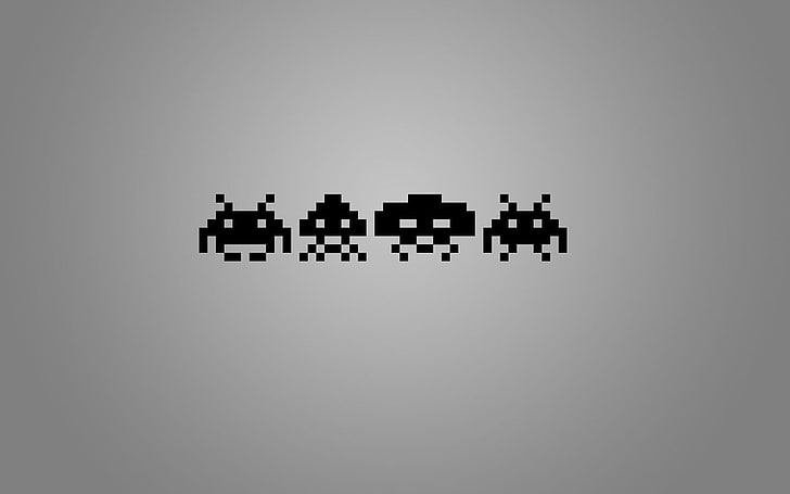 8-bit monster illustration, minimalism, Space Invaders, retro games, video games, HD wallpaper