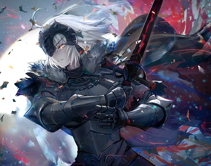 Jeanne d'arc, fate grand order, sword, armor, dark, cape, Anime, HD  wallpaper | Wallpaperbetter