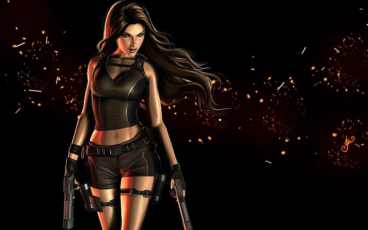 Lara Croft Tomb Raider Keren, lara croft, makam raider, senjata, Wallpaper HD
