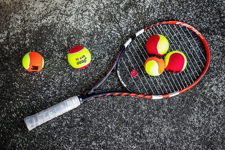 background, balls, racket, tennis, HD wallpaper