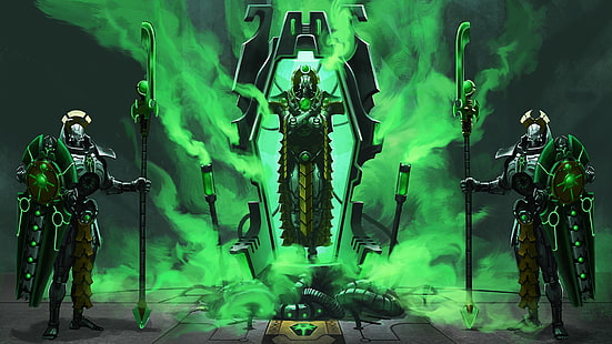 Necrons, guards, awakening, Warhammer, Lord nekron, necron lord, Warhammer 40 000, lich guard, HD wallpaper HD wallpaper