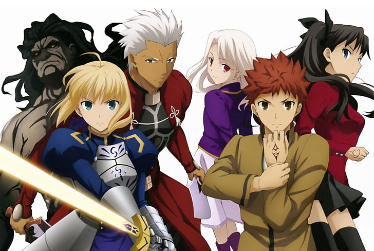 Fate Series, Fate / Stay Night: Unlimited Blade Works, Archer (Fate / Stay Night), Berserker (Fate / stay night), Illyasviel Von Einzbern, Rin Tohsaka, Saber (Fate Series), Shirou Emiya, วอลล์เปเปอร์ HD