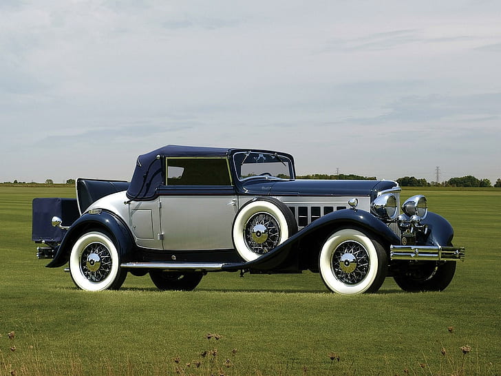 1932 Reo Royale Convertible, coche clásico gris y negro, real, convertible, vintage, 1932, elegante, clásico, antiguo, automóviles, Fondo de pantalla HD