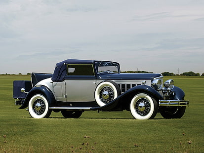 1932 Reo Royale Cabriolet, voiture vintage grise et noire, royale, cabriolet, vintage, 1932, élégant, classique, antique, voitures, Fond d'écran HD HD wallpaper